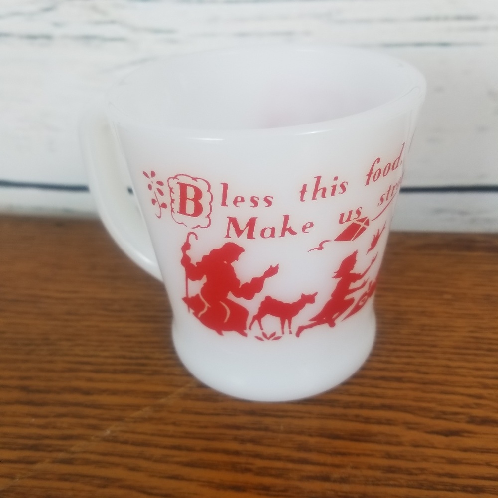 Mug Vintage Bless Food Coffee Tea White Red